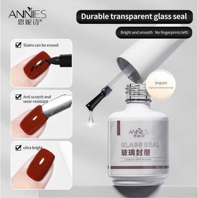 15ml Glass Top Coat Nail Polish Clear: Quick Dry Nail Polish High Shine Long Lasting Glossy Fast Air Dry Top Coat for Nail Art