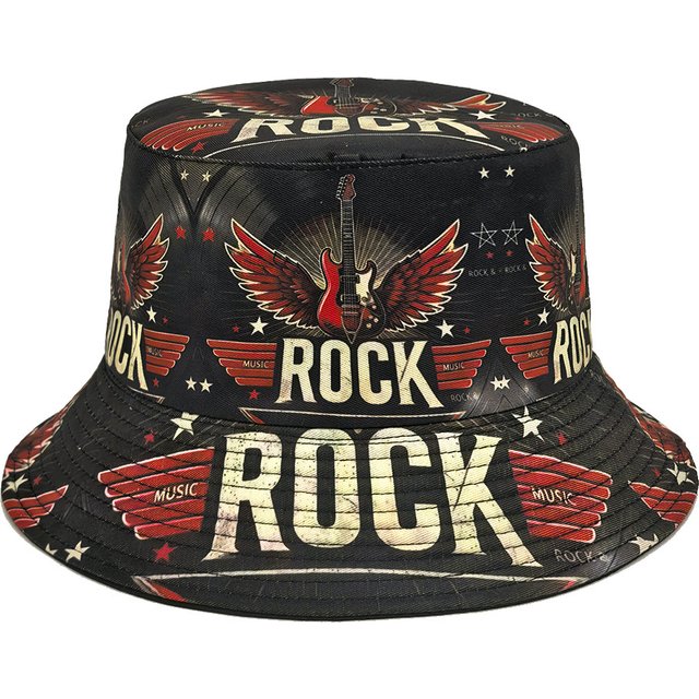 Music Festival Party Guitar Pattern Panama for women Men Summer Outdoor Sunscreen Bucket Hats Female Fisherman Hat Unisex Hiphop
