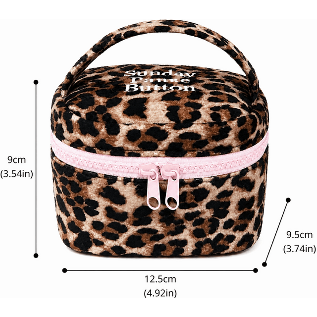 Multi-functional Leopard Print Square Storage Box Handheld Zipper Design Small Cosmetic Pouch Storage Case Home Travel