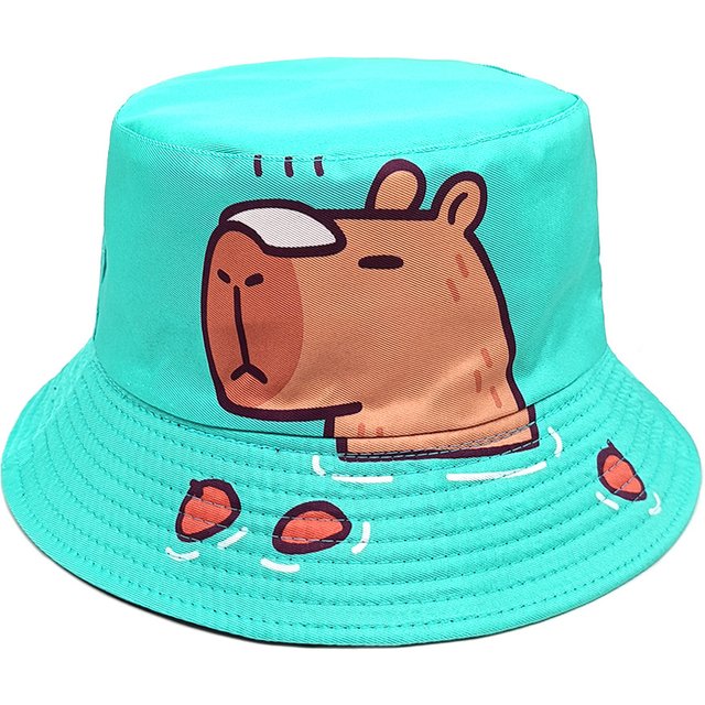 Cartoon Capybara Pattern Panama Hats Summer Sunscreen Fisherman Hat Women Man Cute Animal Bucket Hats Reversible Fisherman Hats