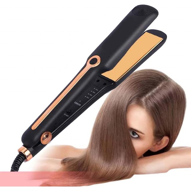 2-In-1 Electric Ceramic Plate Hair Straightener & Curling Iron Negative Ion Technology Temperature Adjustment For Household Use