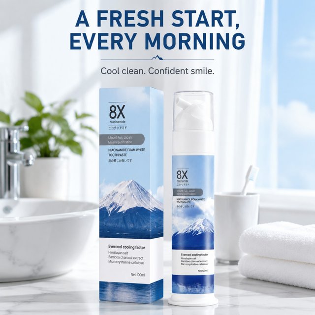 Niacinamide Brightening Toothpaste Activated Charcoal Deep Cleaning Cool Mint Fresh Breath Enamel Friendly Pump Daily Care 100ml