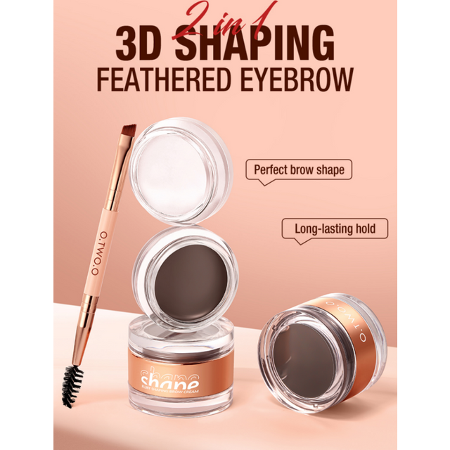 Long Lasting Eyebrow Pomade Brow Gel Wax Waterproof 2 in 1 Creamy Texture Tint Makeup Enhancer for Defined Brows