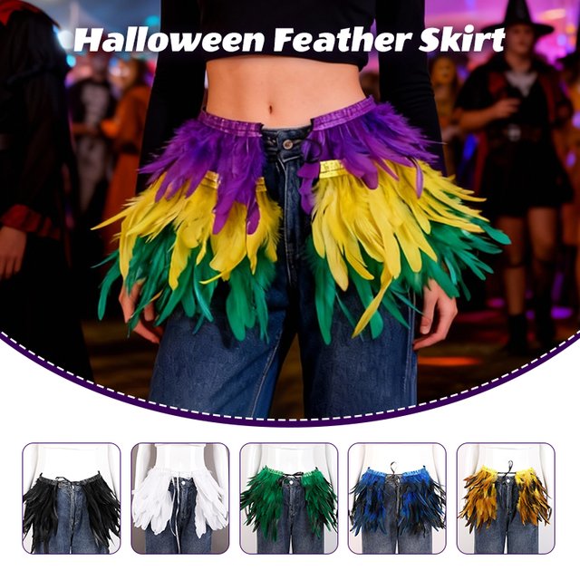 Festival Feather Skirt Halloween Makeup Ball Punk Gothic Costume Stage Performance Props Women Party Mini Short Skirt