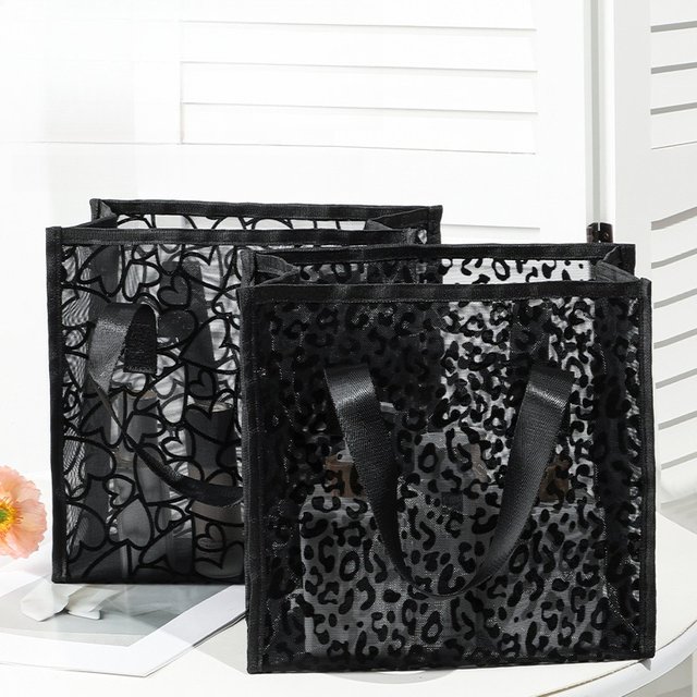 Nylon Mesh Cosmetic Bag Zipper Heart Shaped Toiletry Organizer Makeup Bags Multifunctional Women Lipstick Key Coin Purse Pouch