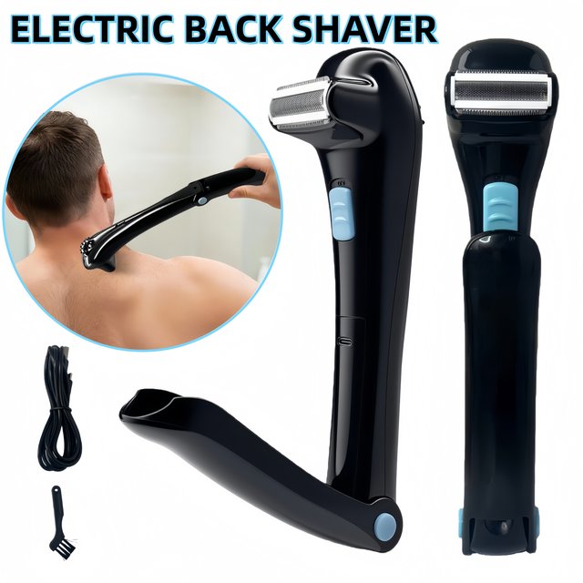 Rechargeable Electric Back Shaver for men Body Hair Trimmer Portable Grooming Razor Operated Ergonomic Design for DIY Hair Remo