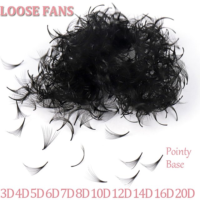 3D-40D Premade Loose Fans Lashes Pointy Base Loose Fans Lashes Medium Narrow Stem Russian Volume Fans Eyelash Extensions Makeup