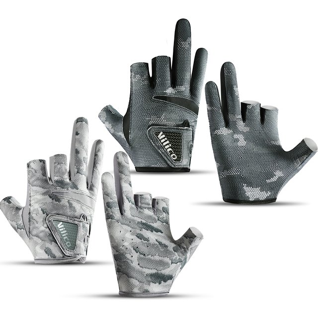 1 Pair Fishing Gloves for men Summer Fishing Road Sub Sunscreen and Anti Slip Ice Silk Breathable Thin Three Finger Cut Gloves