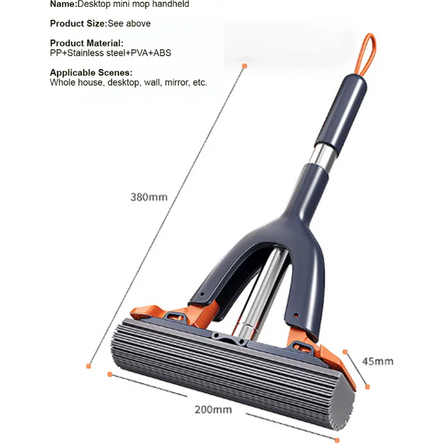 Mini Mop Self Squeeze Mop Powerful Folding Household Clean Tools No Hand Wash Strong Absorbent Mop for Bathroom Kitchen Desktop