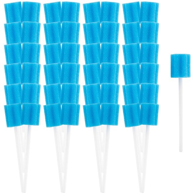50 Disposable Oral Cleaning Sponges - Tooth Cleaning Sponges, Dry Mouth Waterless Toothbrush for the Elderly, Portable