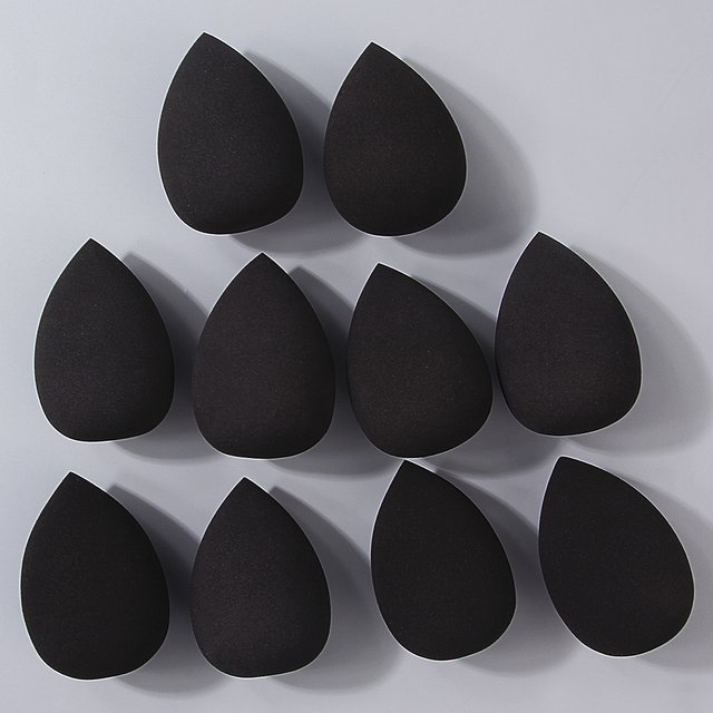 10PCS Black Beauty Eggs, Dry and Wet Dual-Purpose Sponge Eggs, Makeup Powder Puffs, Foundation Liquid Special Makeup Eggs