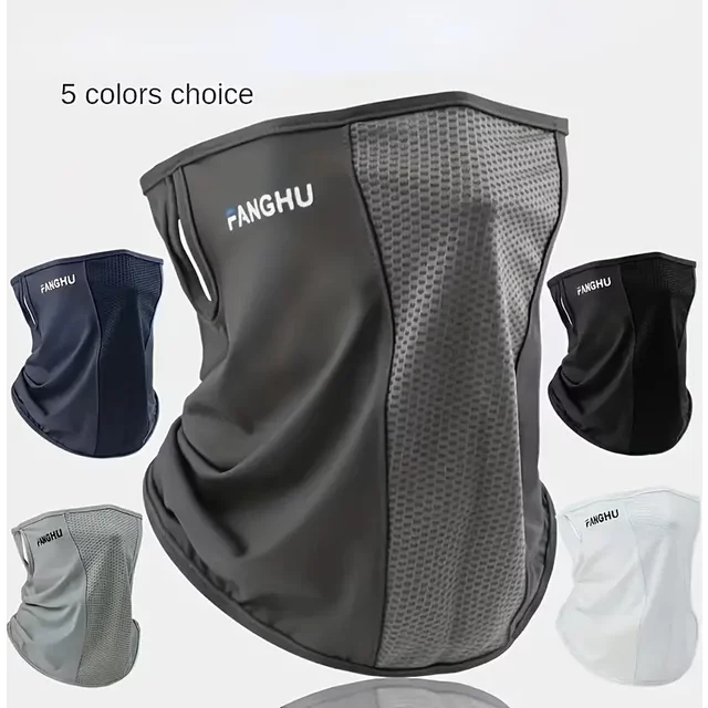 Masque de cyclisme, couvre-chef, bandana, cache-cou, masque facial, cagoule respirante, légère, rafraîchissante, coupe-vent, pour activités de plein air, randonnée, en soie glacée