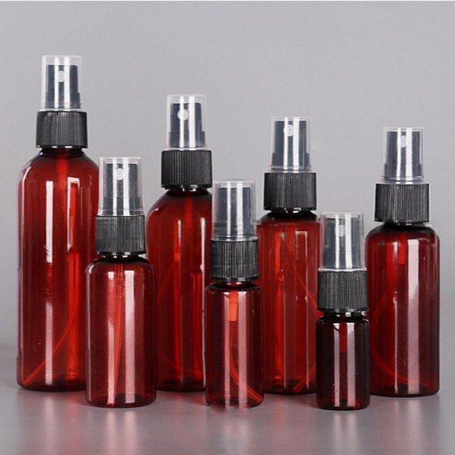 Flacon pulvérisateur en plastique à brume Fine, 10/20/30/50/60/80/100ML, bouteille d'huile essentielle marron, atomiseur de parfum Portable, accessoires de voyage