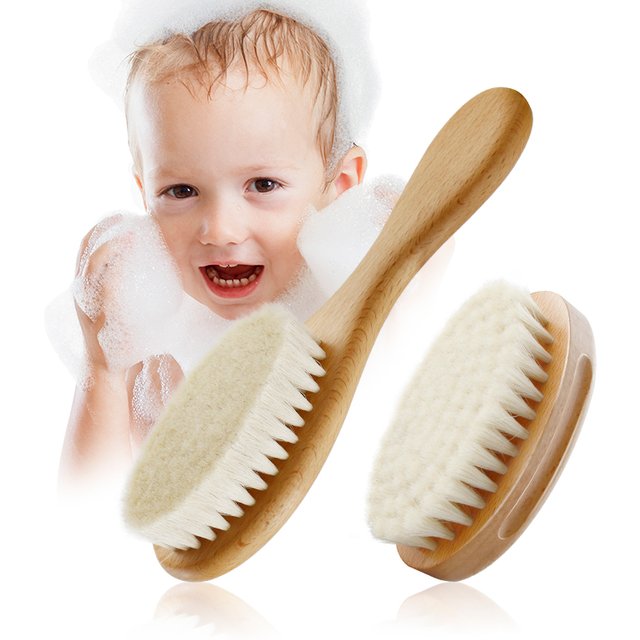 Baby Care Soft Wool Hair Brush for Newborn Wooden Infant Head Massager Portable Little Child Accessories Baby Shower Soft Mini