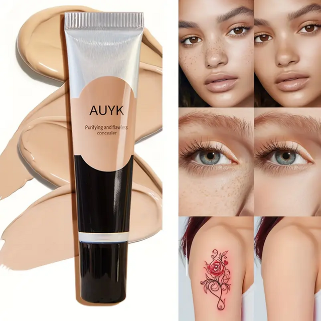 4 Color Full Face Cover Concealer Cream,Full Coverage for Dark Circles,Tear Stains,Lightweight Cream,Natural Finish,Long-Lasting