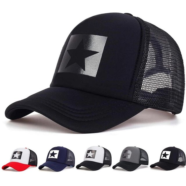 Five-Pointed Star Printed Baseball Net Caps Spring and Summer Outdoor Adjustable Casual Hats Sunscreen Hatcreen Hat