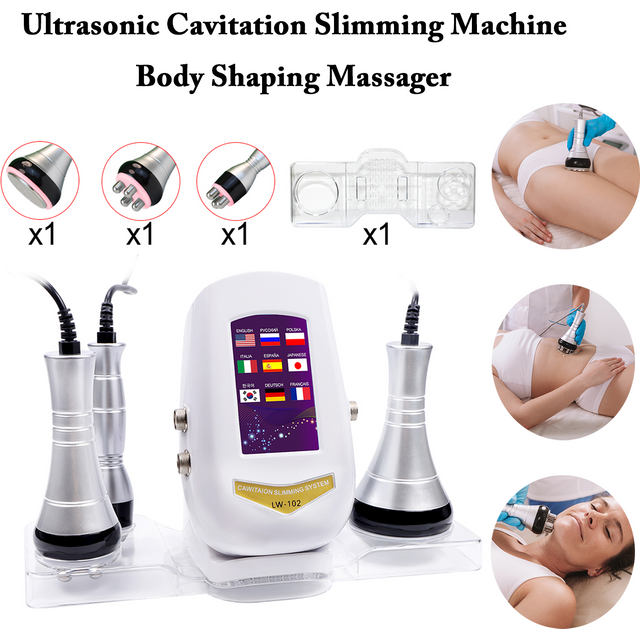 3 in 1 40K Cavitation RF Slimming Machine Ultrasonic Body Shaping Massager Face Body Tightening Lifting Device Spa Skincare Tool