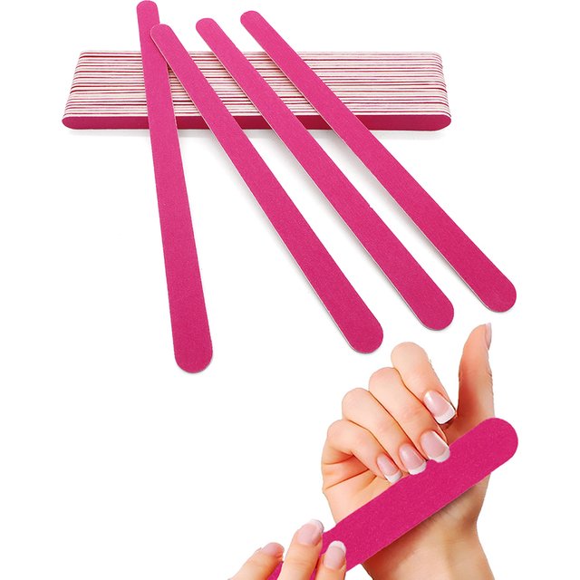 20Pcs/Lot Double Sided Thin Nail Files Rose Blue Purple Sandpaper Small Files 180 Grit Wooden Round File Care Nails Beauty Tools