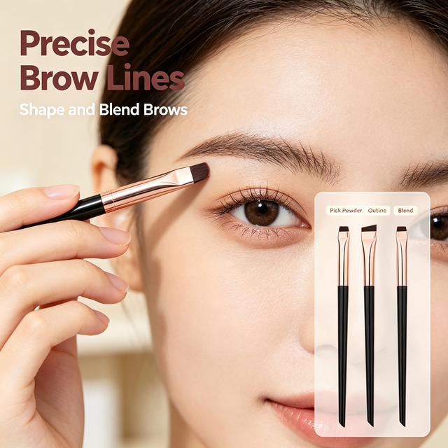 3pcs/set Blade Eyeliner Brush Eyebrow Brush Portable Flat Fine Eye Liner Brow Contour Makeup Brushes Makeup Tool