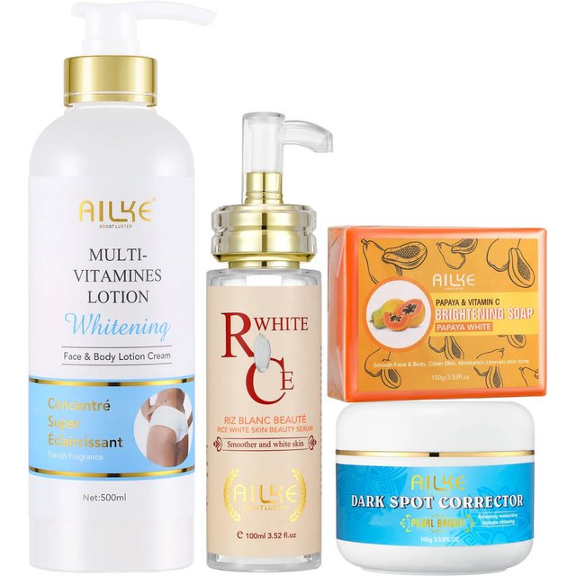 AILKE Multi Vitamin Whitening Body Lotion With Vitamins A,E,B3,B5, Increase Skin Radiance, Even Skin Tone, Moisturizer Cream