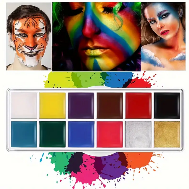SFX Makeup Kit 12Color 42gFace Body Paint Stage Special Effects Halloween Wound Scar Wax Makeup Fake Scab Blood Spatula Paint