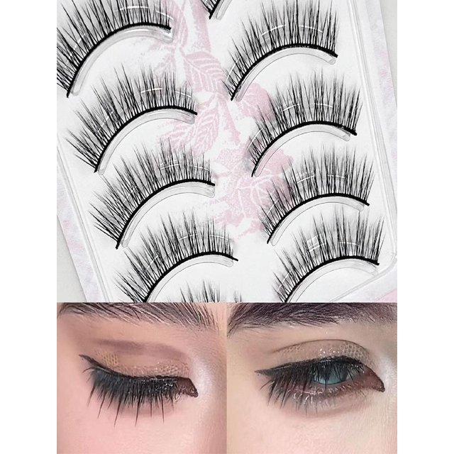 Cosplay Makeup False Eyelashes One Piece Hard Stem Baby Straight Natural Look Synthetic Fiber Strip Lashes 7-13mm C Curl Lash