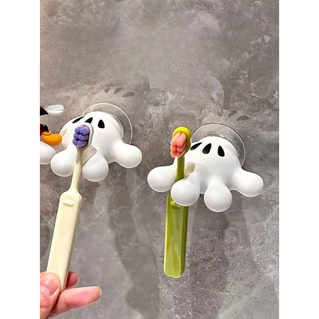 Cute Suction Cup Hook No-Drill Wall Mounted for Bathroom Multi-Purpose Towel Toothbrush Holder Adorable Palm Shape Decor Storage
