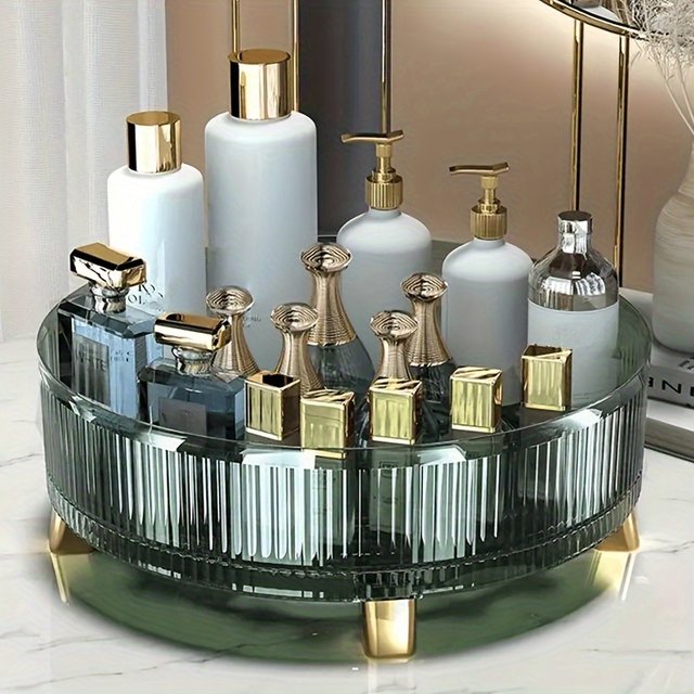 Organisateurs de maquillage avec parfum rond de grande capacité, évaluation de maquillage rotative à 360 °, stockage, 1 pièce