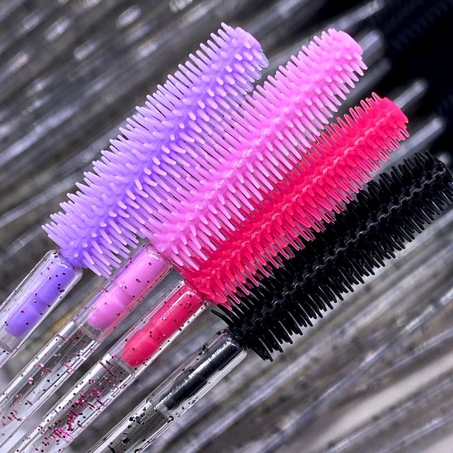 50/100pcs Crystal Silicone Eyelash Brush Eyebrow Comb Lash Extension Makeup Brushes Mascara Wands Applicator Beauty Tool