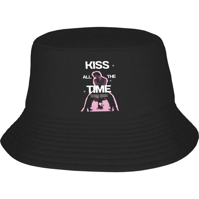 Harrys Styles Kiss All The Time Album Bucket Hat Outdoor Fisherman Caps For Couple Retro Sunscreen Hats Portable Custom Cap