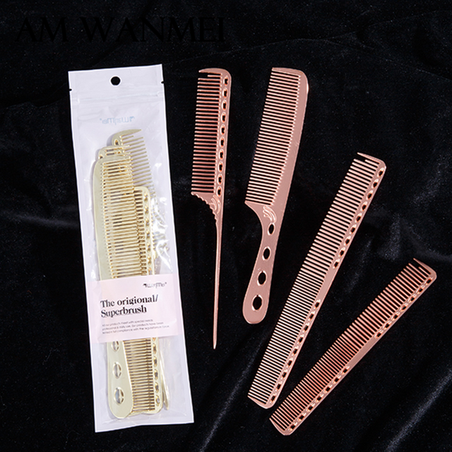 4pcs/set Aluminum Comb Set Barber Metal Hair Dressing Combs Hairdressing Anti-static Comb Ultra Thin Hair Brush Salon Hair Tools