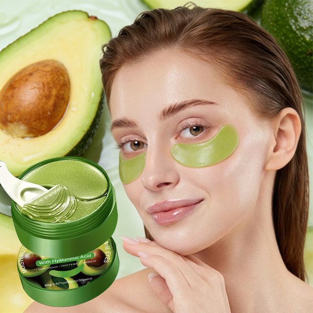 60Pcs Avocado Eye Mask, Instant Lifting and Firming Eye Mask—Anti-Wrinkle Skincare, Under-Eye Patches, Powerful Moisturizing and Cooling, Suitable for Wrinkles and Dark Circles, Gel Eye Patches for