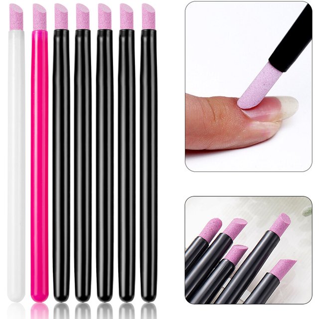 5Pcs Quartz Pen Nail Cuticle Pushers Nail Polish Manicure Stick Nail Files Grinding Pen Dead Skin Remover for Natural Nail