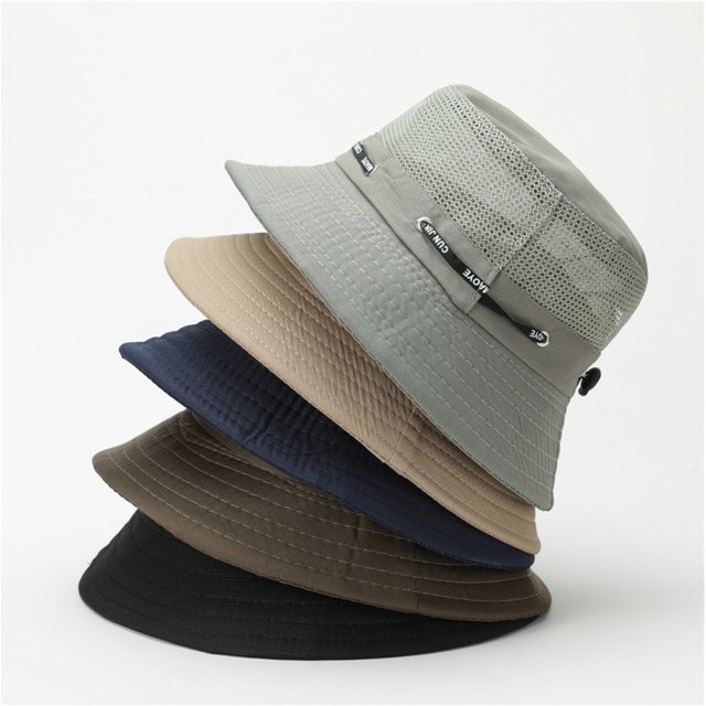 Summer Men Breathable Sun Hat Outdoor Traveling Fishing Hiking Hat Sunscreen Fisherman Bucket Hats Wide Brim Male Cap Uv Protect