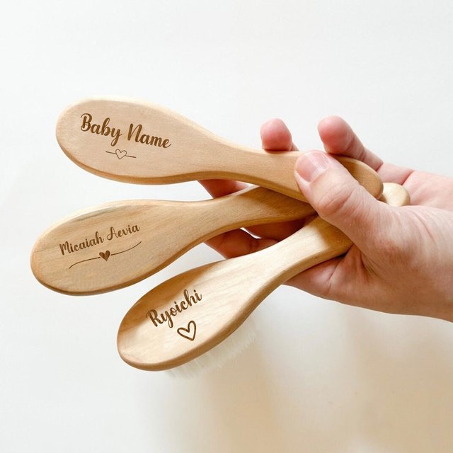 Personalized Baby Hairbrushes Engrave Name Wooden Newborn Hair Brush Comb Brush Birth/Baptism/Birthday Baby Shower Gifts