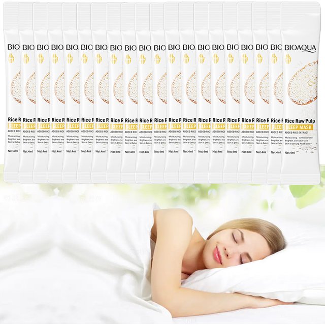 30/50/60pcs BIOAOUA Rice Puree Sleep Whitening Mask, Hydrating No-Wash Mask, Refreshing, Nourishing and Firming Facial Care