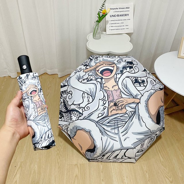 One Piece Luffy Nika Fold Umbrella Anime Automatic Opening Closing New Automatic Three Fold Umbrella Uv Sunscreen Umbrella