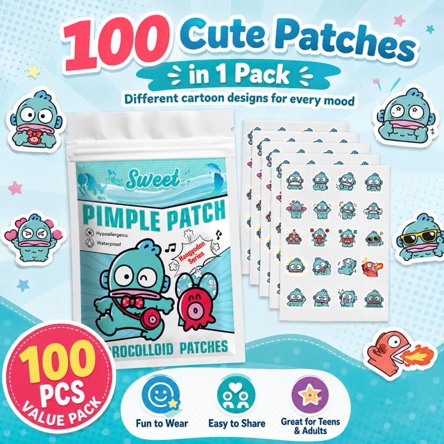 100pcsNon-Irritating Nemo Style Clownfish Pimple Stickers, Makeup Friendly Hydrocolloid Spot Treatment Patches for women & Teens