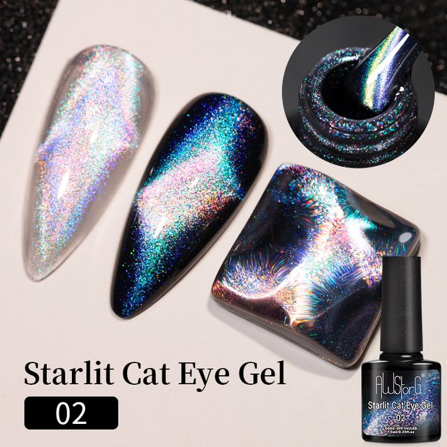 AWStorG 7.5ml Starlit Chameleon Cat Magnetic Gel Nail Polish Double Colors Semi Permanent UV Gel Varnish Need Black Base