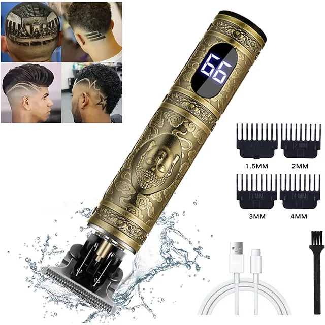T9 Electric Hair Clipper for men Professional Barber Shaver Beard Trimmer Dragon Buddha Design Body Hair Cutting Machine