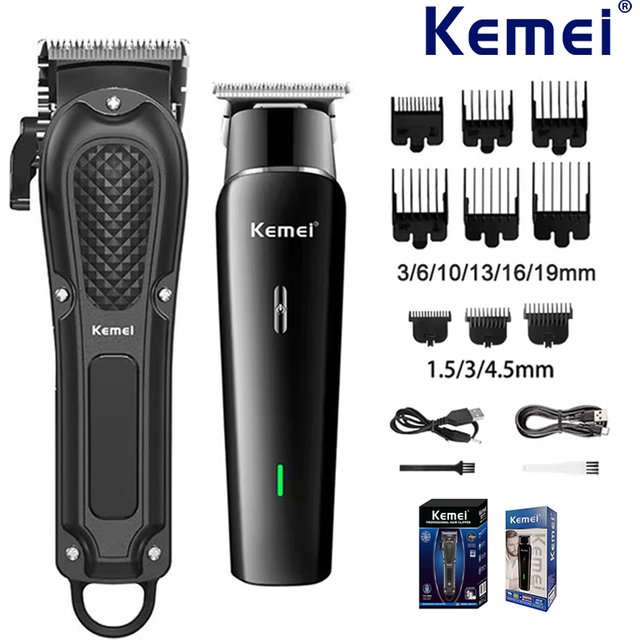 Kemei Electric Hair Clipper Set UBS Rechargeable Beard Trimmer Men Powerful Electric Hair Clipper Trimming Tool KM-1071,1115,Kit