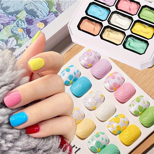 9-Colors Macaron Gypsum Painting Nail Polish Patting Polish Smudge Canned High Saturation Popular Semi-Solid Nail Polish