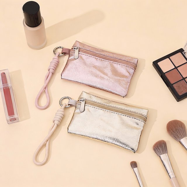 Airfriend Shiny Makeup Bag Small Personalized Lipstick Pouch Travel Square Makeup Bag Luxury Mini Pouch Waterproof Cosmetic Bag