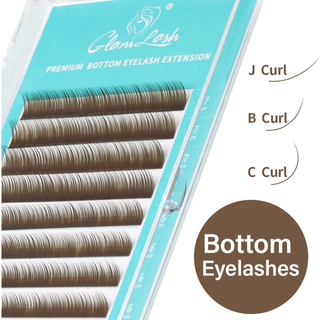 GLAMLASH Bottom Brown Lower Lashes 567mm Short Synthetic Mink Individual Eyelash Extension Lower Eyebrow Lashes Makeup Tools