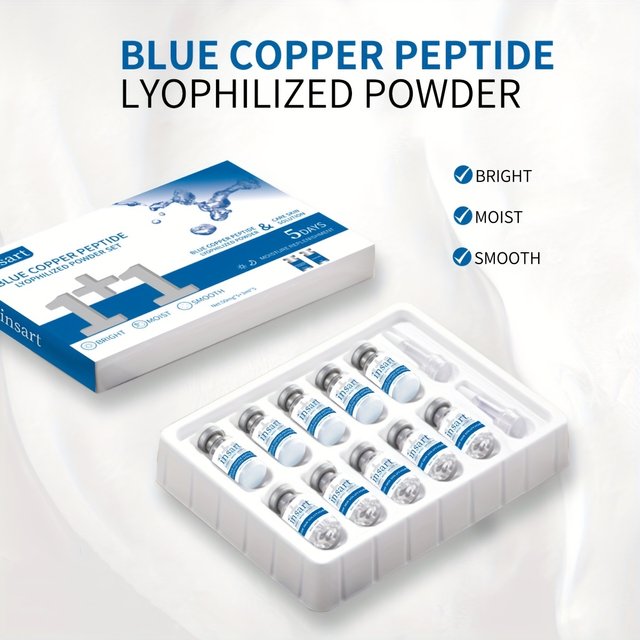 1 Box/10Pcs of Blue Copper Peptide Freeze-Dried Powder Skincare Set Moisturizing Gift for women