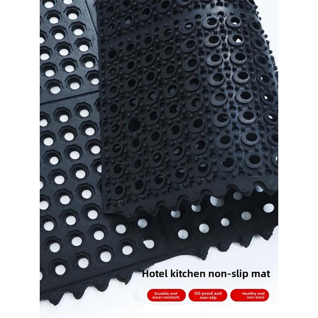 Thickened Rubber Kitchen Restaurant Floor Mat Anti-Slip Oil Resistant Mosaic Design Commercial Grade Dining Hall Entrance Mat