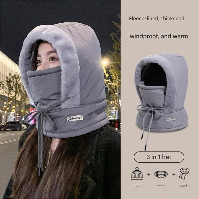 Winter warm headgear for women riding electric bikes, windproof and cold-proof face mask, helmet liner, ski neck warmer, and int