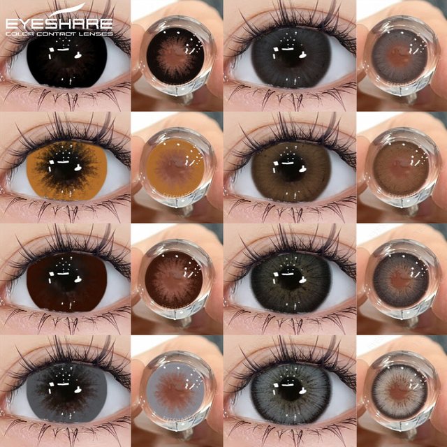 EYESHARE 2Pcs Color Contact Lenses Blue Colored Pupils Natural Look Brown Lenses Gray Lens Cosmetic Black Lenses Beauty Yearly