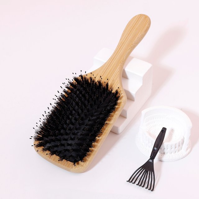 2Pcs Bristle Hairbrush and Small Rake,Airbag Massage Hairbrush for Adding Shine Smoothing Hair,Special for Real Hair Wigs