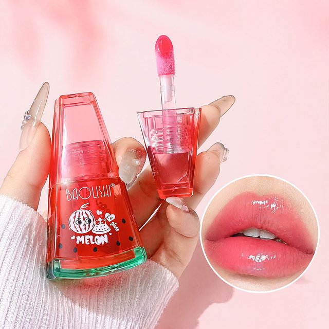 Baolishi Watermelon Shaped Fruit Aroma Mirror Lipstick Moisturizing And Brightening Portable Durable Glass Lipgloss